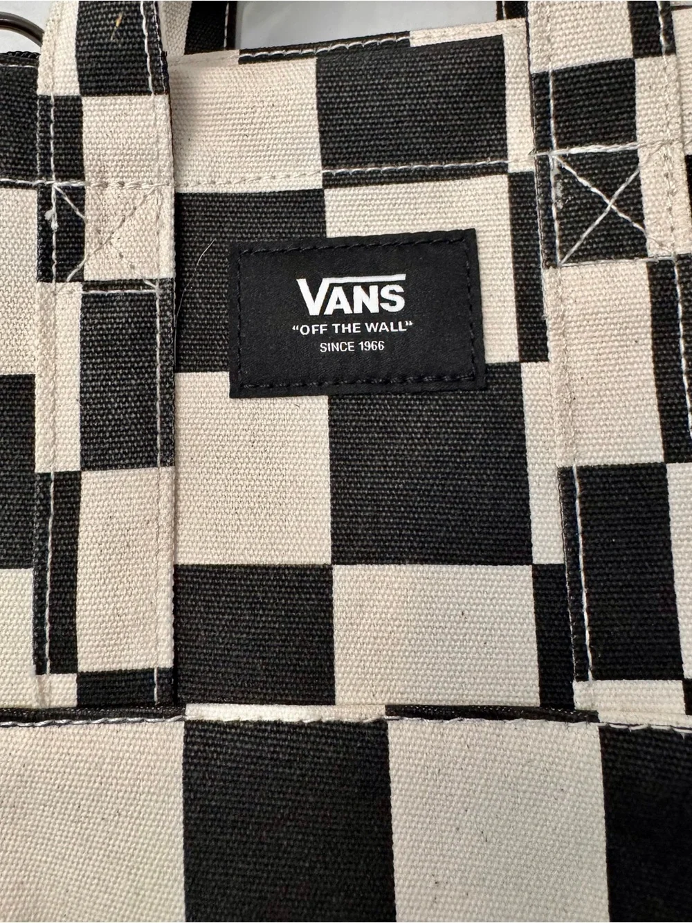 Vans Lil Pergs Checkerboard Crossbody Canvas Tote Bag Black Cream 8x7x3 - Picture 8 of 8